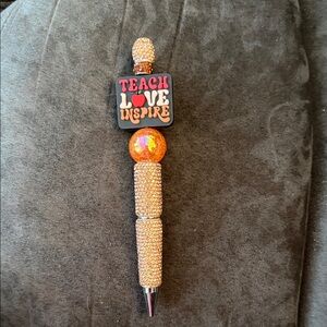 Teach Love Inspire Glitter Pen - Gold and Orange